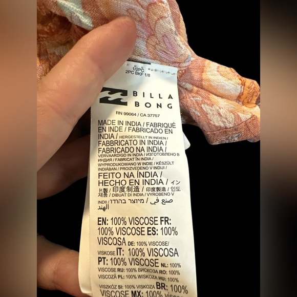 Billabong Floral Long Sleeve Dress - Orange and Cream - Picture 7 of 7